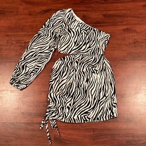 Zebra One Sleeve Party Dress